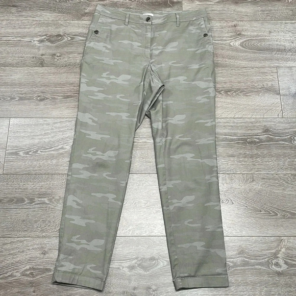 NWOT J.Jill Extrasoft Chino Washed Sage Camouflage Camo Print 14 - Picture 9 of 16